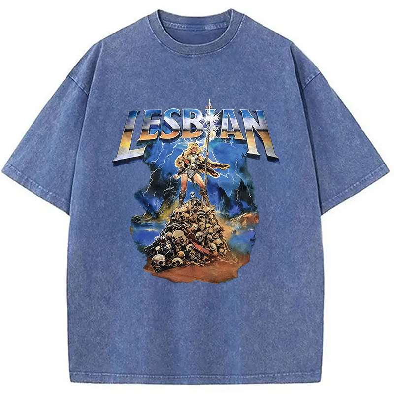 Modecanvas Lesbian Warrior Washed T-Shirt-modecanvas