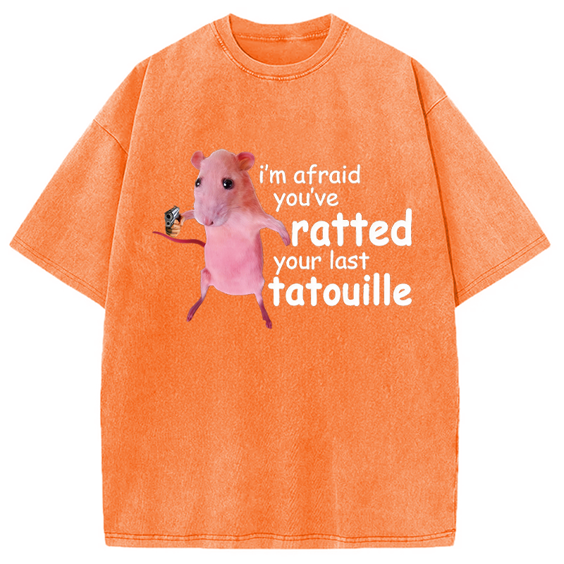 Modecanvas Funny Pink Rat Meme Washed T-Shirt-modecanvas