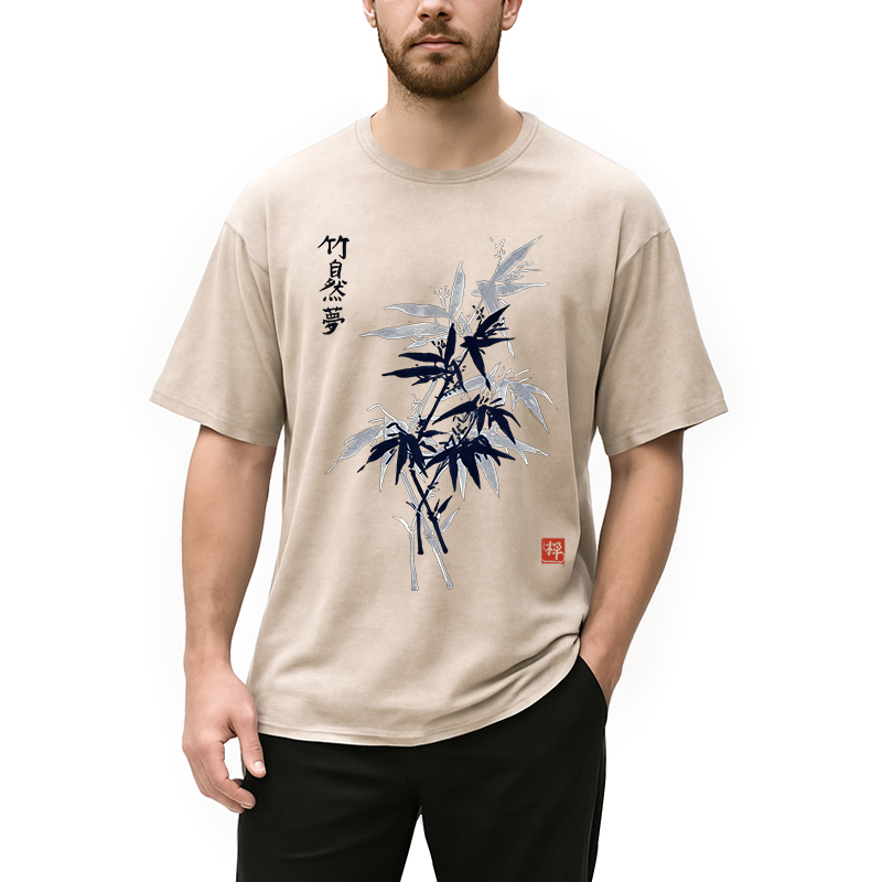 Modecanvas Vintage Bambo DTG Printing Washed T-Shirt-modecanvas
