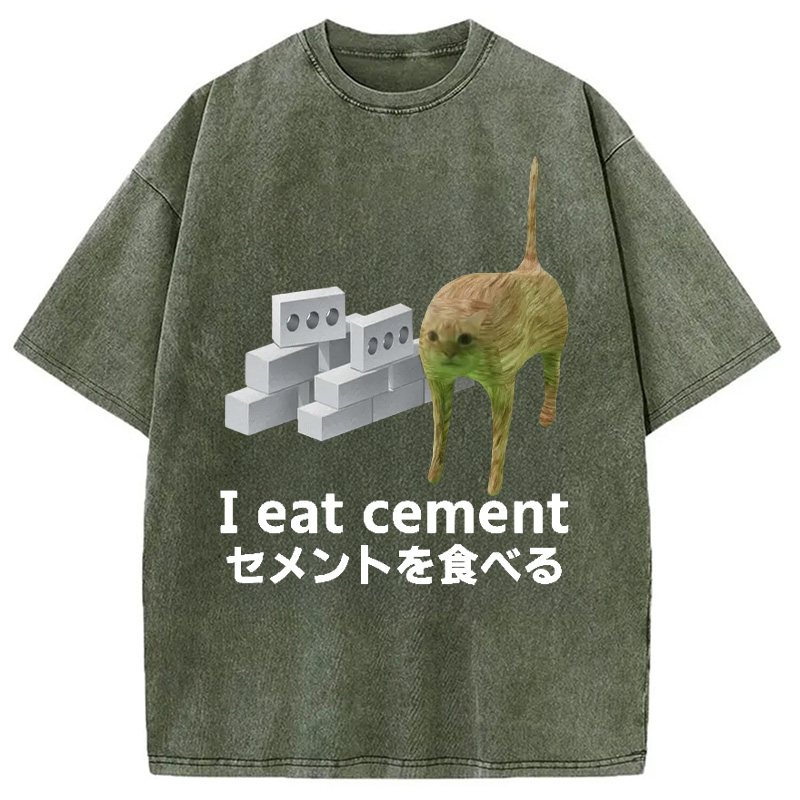 Modecanvas Cement Brick Cat Vintage Washed T-Shirt