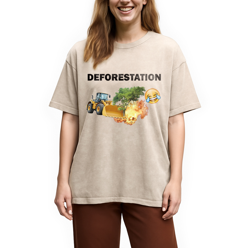 Modecanvas Deforestation DTG Printing Washed T-Shirt