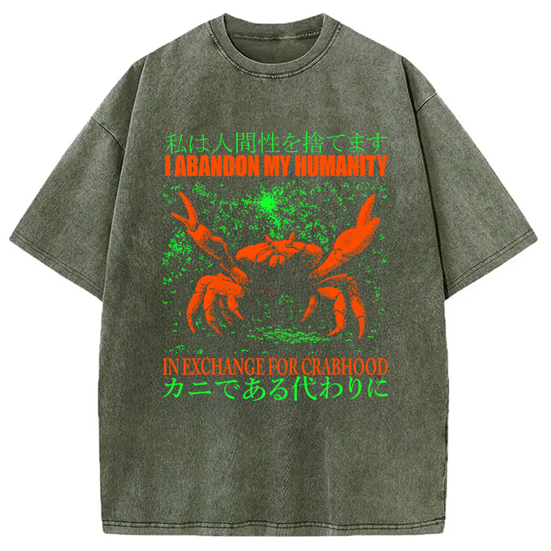 Modecanvas Vintage Japanese Crab Jokes Washed T-Shirt-modecanvas