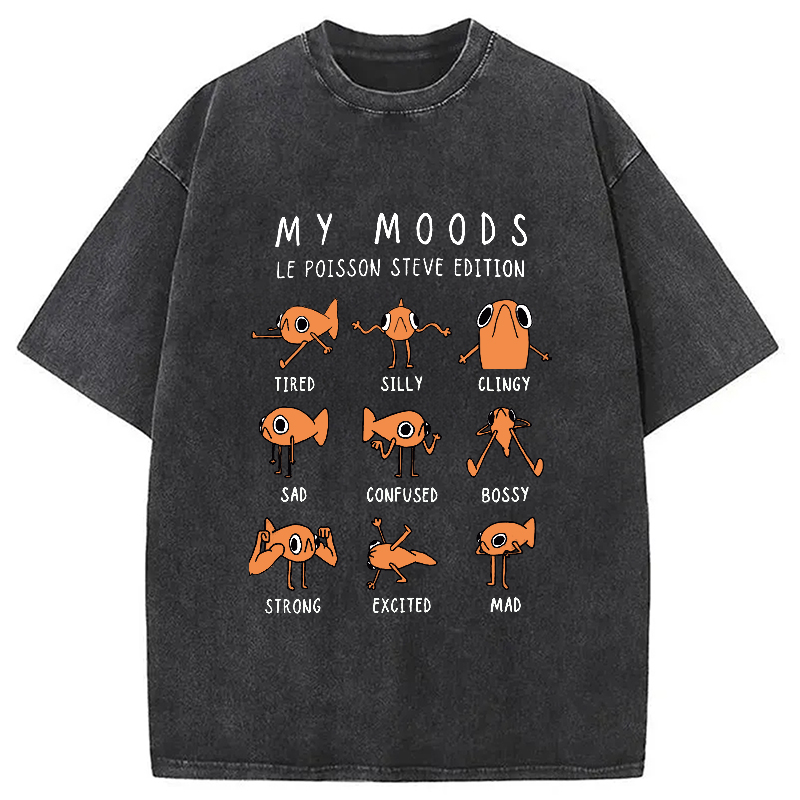 Modecanvas Il Est Orange Poisson Steve Washed T-Shirt