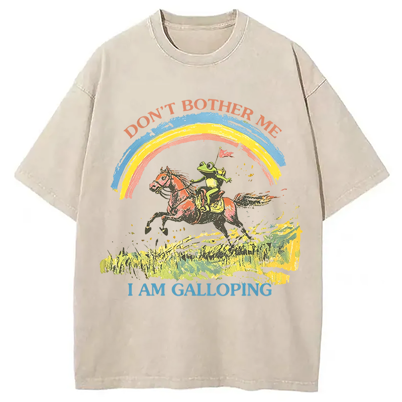 Modecanvas Frog On Horse DTG Printing Washed T-Shirt