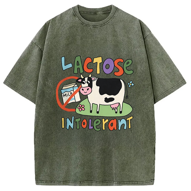 Modecanvas Lactose Intolerant Funny Meme DTG Printing Washed T-Shirt