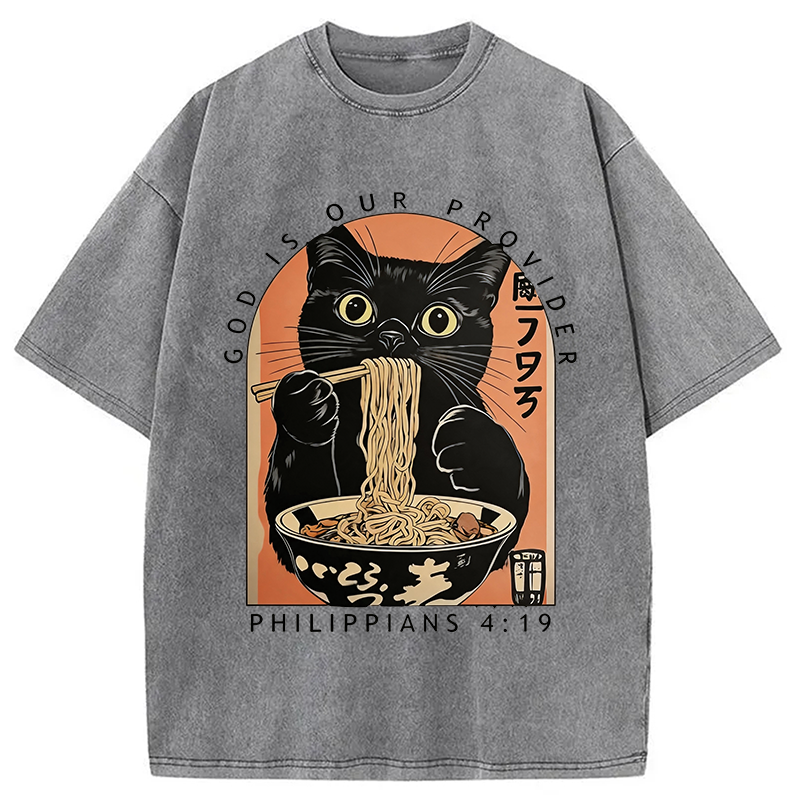 Modecanvas God Is Our Provider DTG Printing Washed T-Shirt