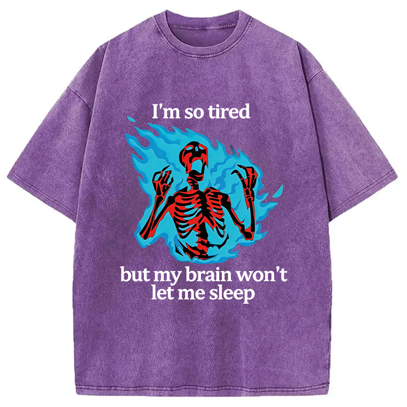 Modecanvas Tired Skeleton On Fire DTG Printing Washed T-Shirt