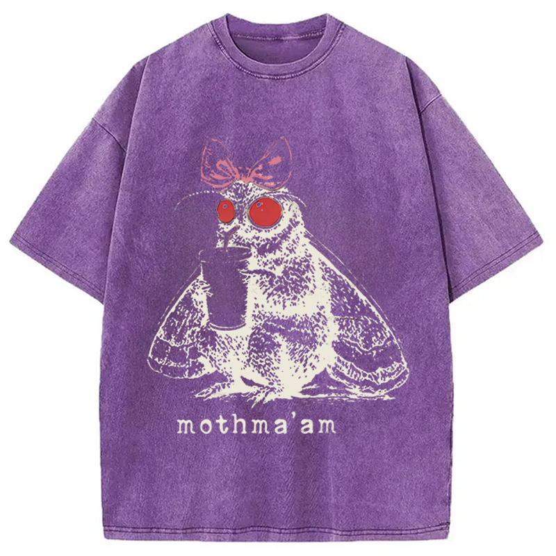 Modecanvas Mothma'am Funny Mothman DTG Printing Washed T-Shirt