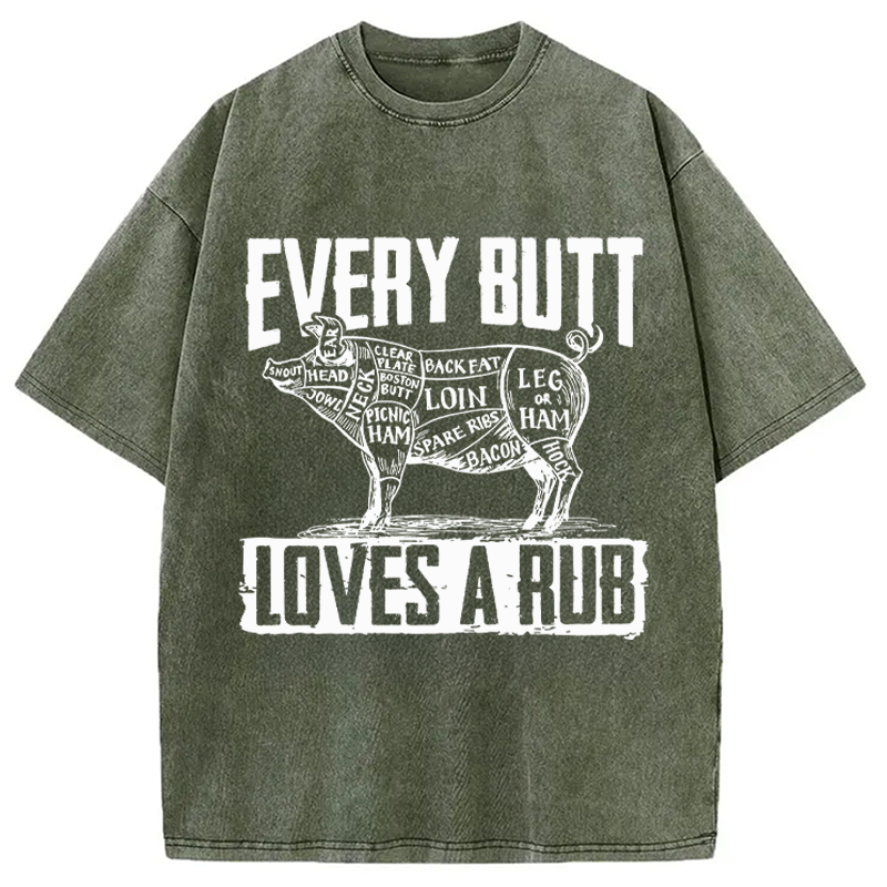 Modecanvas BBQ Pork Butt Rub Funny DTG Printing Washed T-Shirt