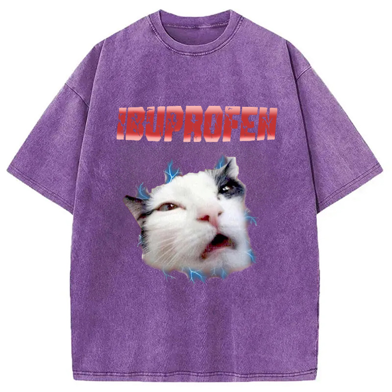 Modecanvas Ibuprofen Cat Meme Washed T-Shirt