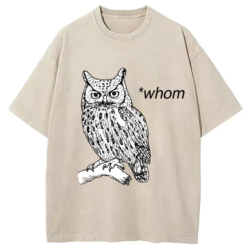 Modecanvas Who Whom Judging Owl Washed T-Shirt