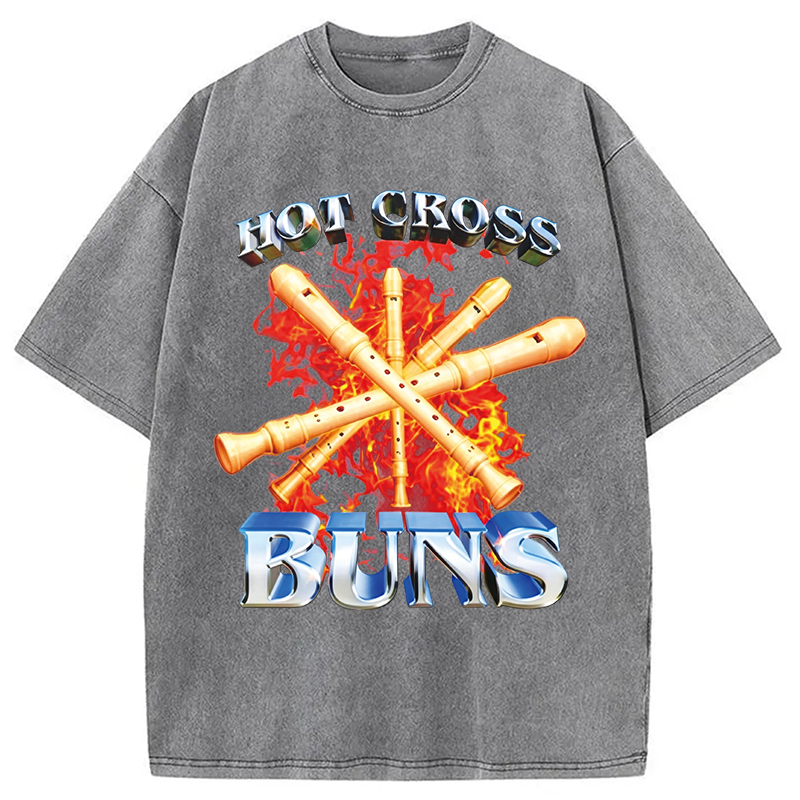 Modecanvas HOT CROSS BUNS DTG Printing Washed T-Shirt