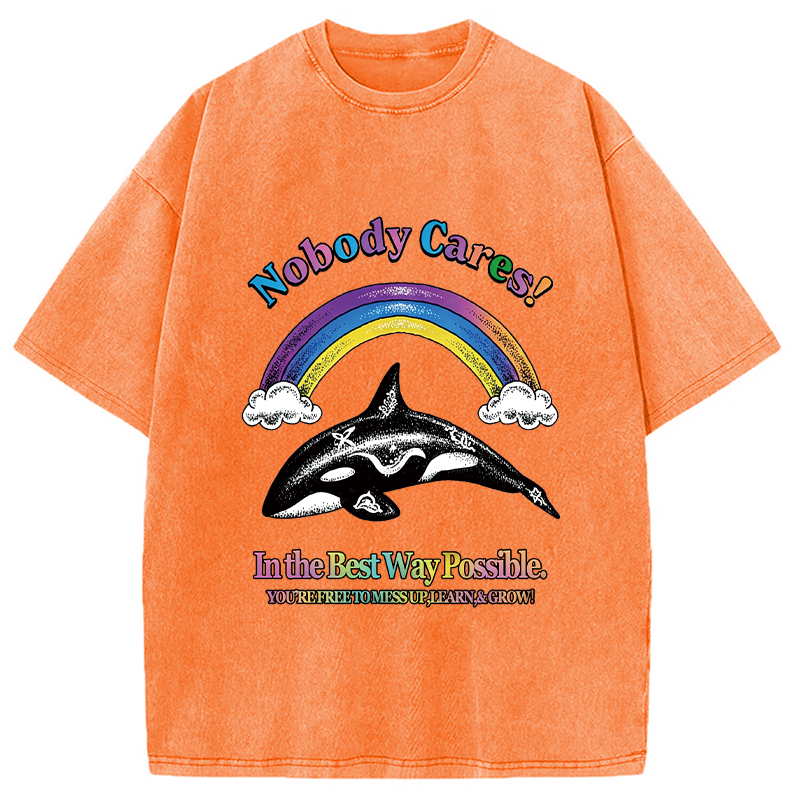 Modecanvas NOBODY CARES DTG Printing Washed T-Shirt