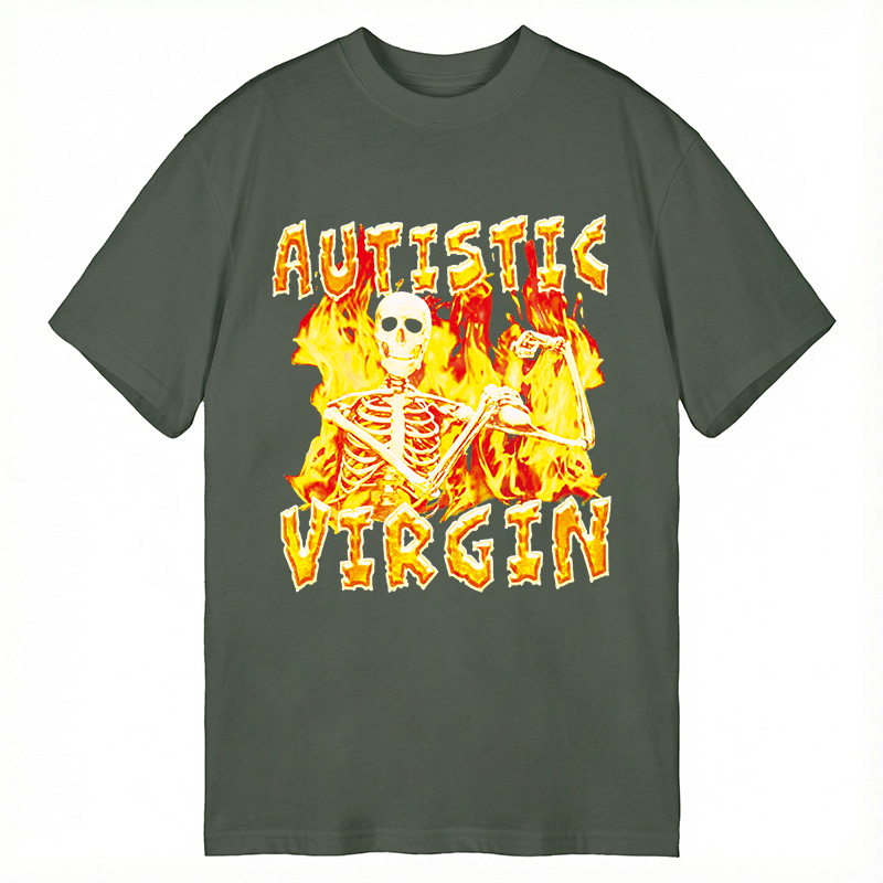 Modecanvas Autistic Virgin Funny Skeleton DTG Printing Classic T-Shirt-modecanvas