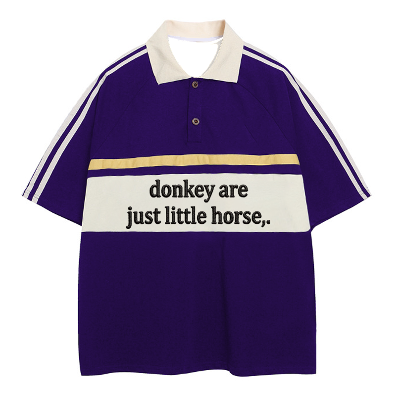 Modecanvas Donkey Are Jsut Little Horse Polo Embroidered T-Shirt