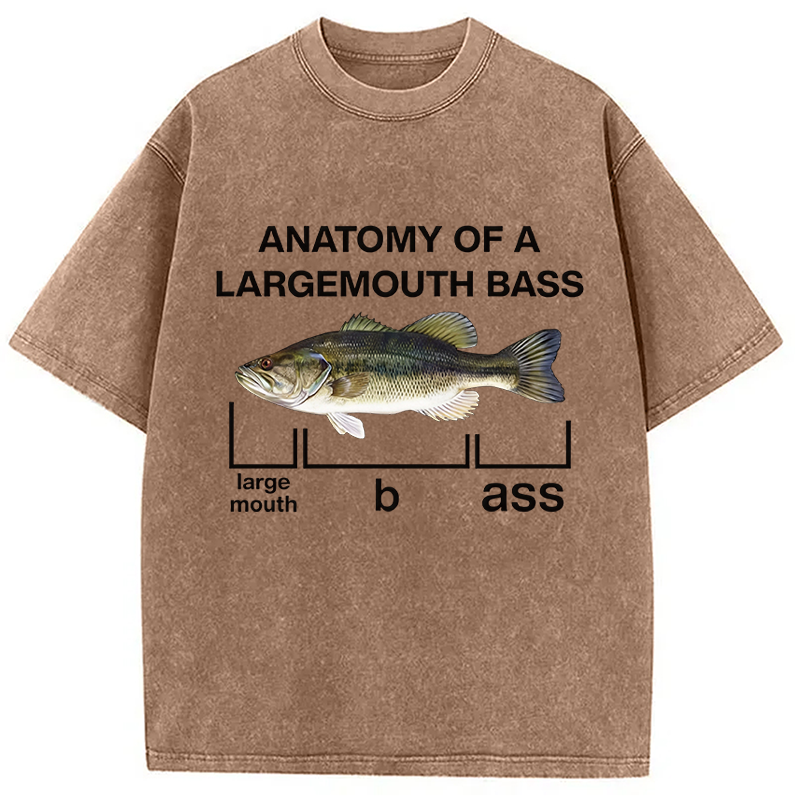 Modecanvas Anatomy Of A Large Mouth Bass Fish DTG Printing Washed T-Shirt