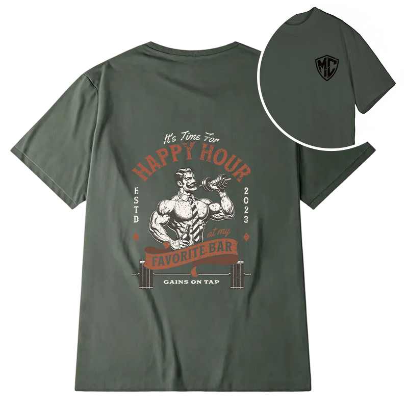 Modecanvas Happy Hour At The Gym Funny DTG Printing Back Classic T-Shirt