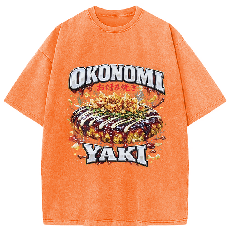 Modecanvas Ironic Okonomiyaki Meme DTG Printing Washed T-Shirt
