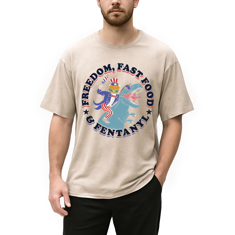 Modecanvas Freedom Fast Food DTG Printing Washed T-Shirt
