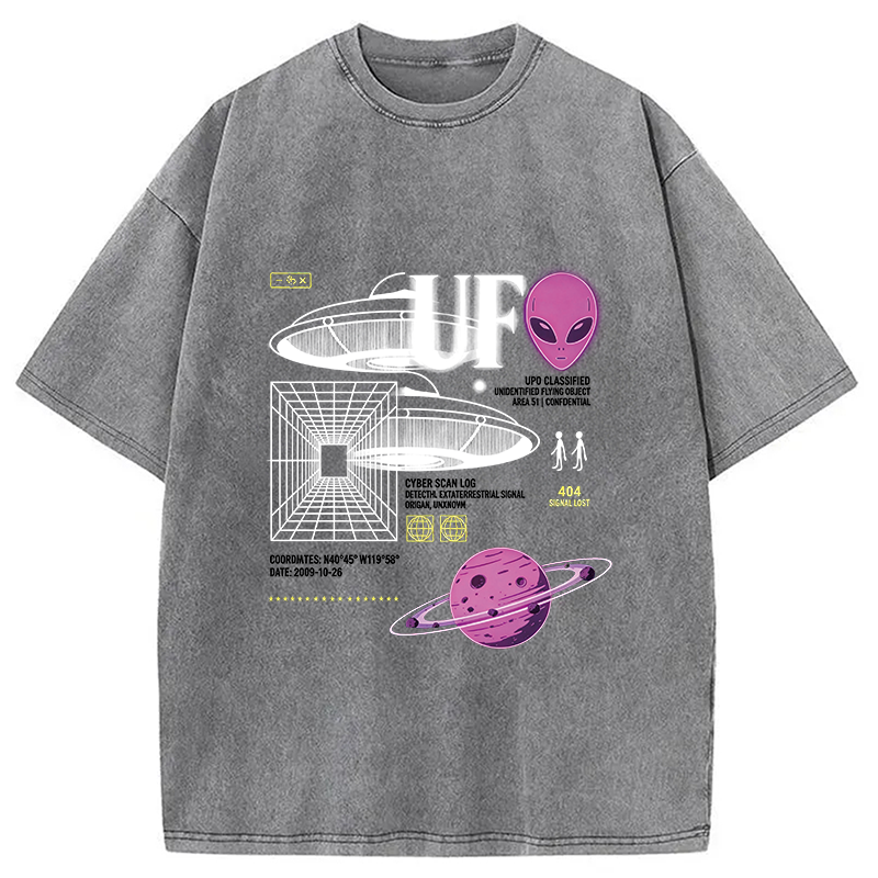 Modecanvas Cosmic Signal Alien Archive DTG Printing Washed T-Shirt