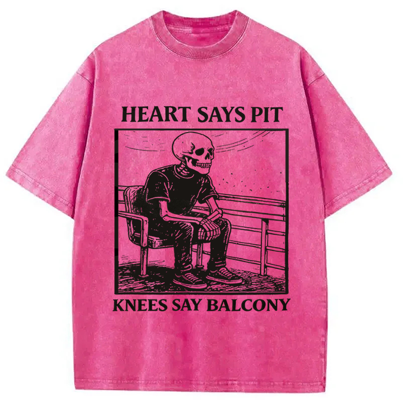 Modecanvas Heart Says Pit Knees Say Balcony DTG Printing Washed T-Shirt