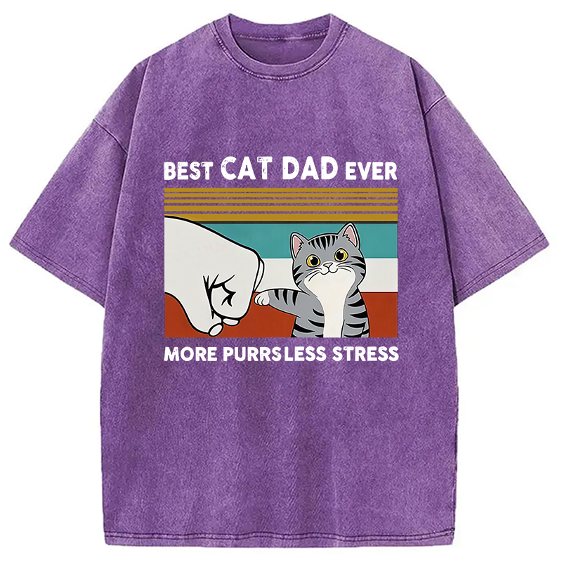 Modecanvas Funny Cat Dad Washed T-Shirt