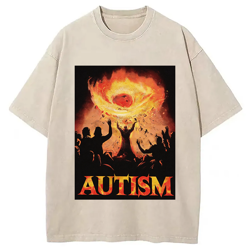 Modecanvas Autistic Funny Edgy Meme DTG Printing Washed T-Shirt