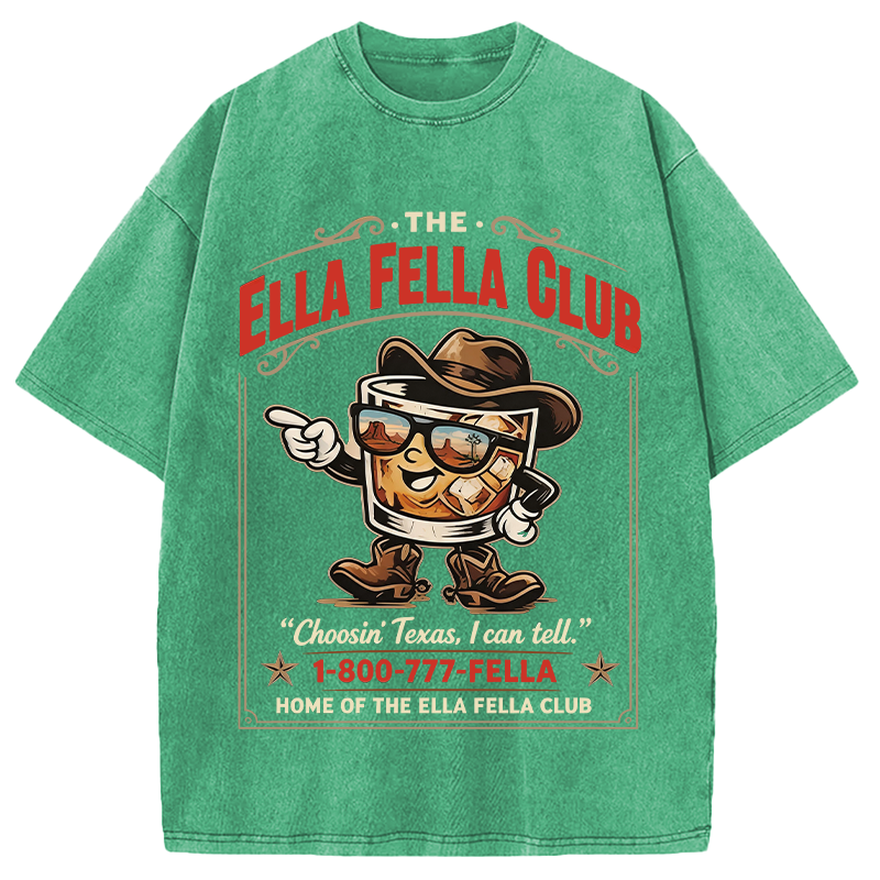 Modecanvas Ella Fella Club Cowboy Whiskey DTG Printing Washed T-Shirt