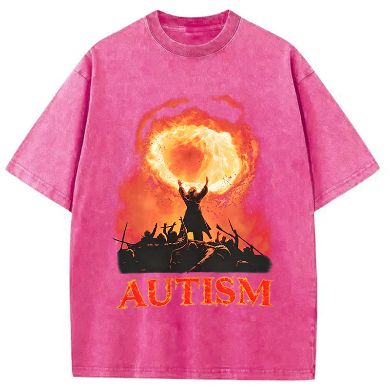 Modecanvas Autism Fire DTG Printing Washed T-Shirt