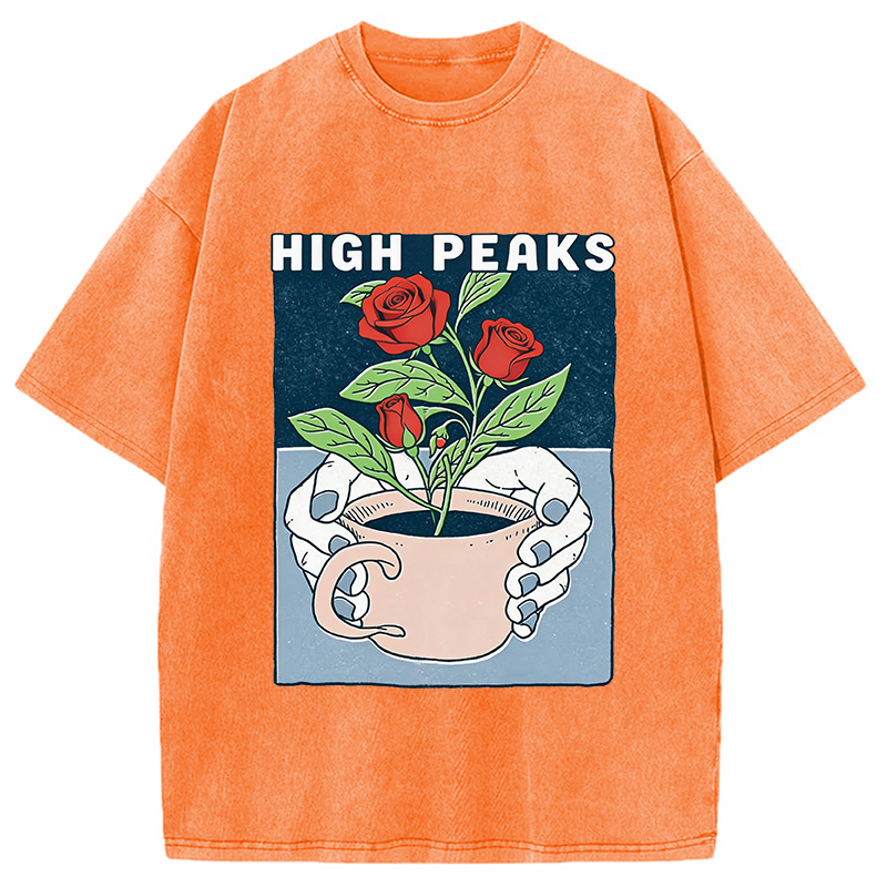 Modecanvas Planted Flower DTG Printing Washed T-Shirt