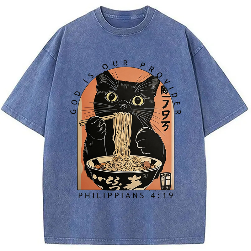 Modecanvas God Is Our Provider DTG Printing Washed T-Shirt