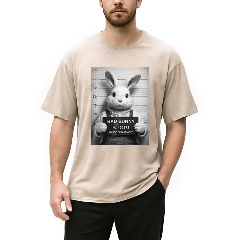 Modecanvas Bad Bunny DTG Printing Washed T-Shirt