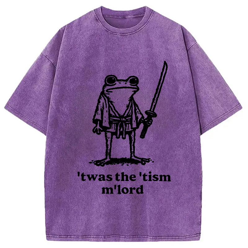 Modecanvas Focused Samurai Frog Washed T-Shirt-modecanvas