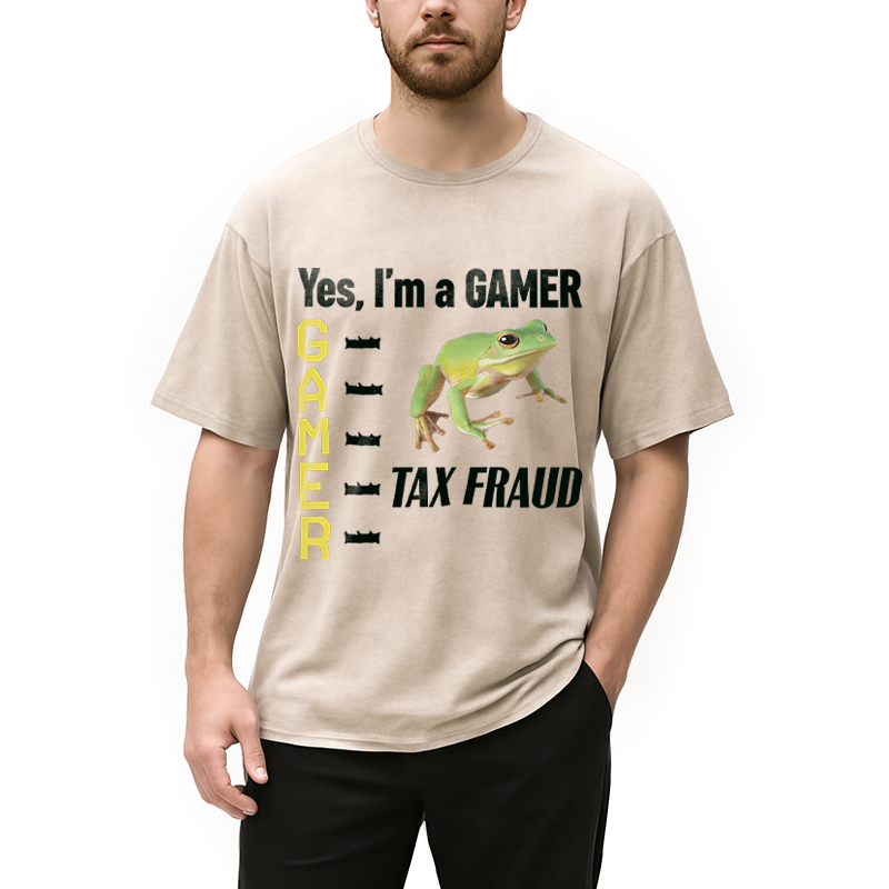 Modecanvas Frog Gamer Meme Washed T-Shirt