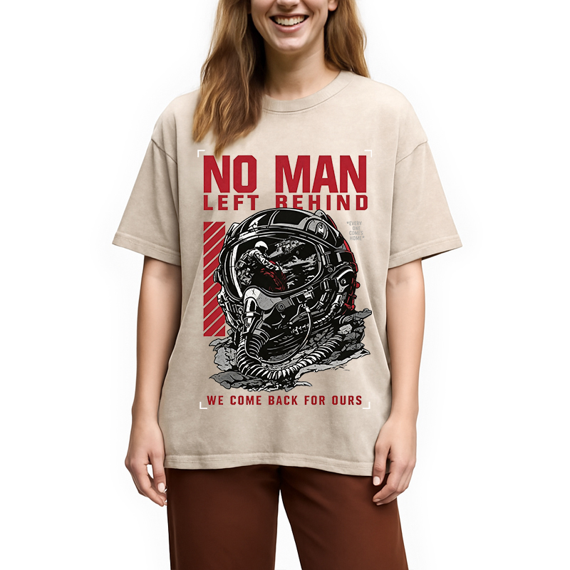 Modecanvas No Man Left Behind DTG Printing Washed T-Shirt