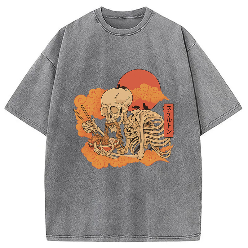 Modecanvas Yokai Ramen and Cats Washed T-Shirt