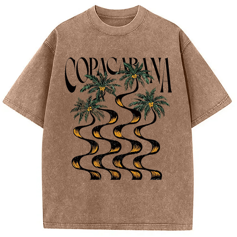 Modecanvas Copacabana Palm Tree DTG Printing Washed T-Shirt