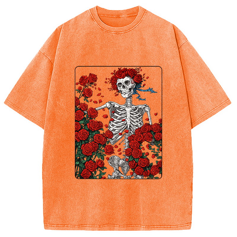 Modecanvas Woodcut Wheel & Roses Washed T-Shirt
