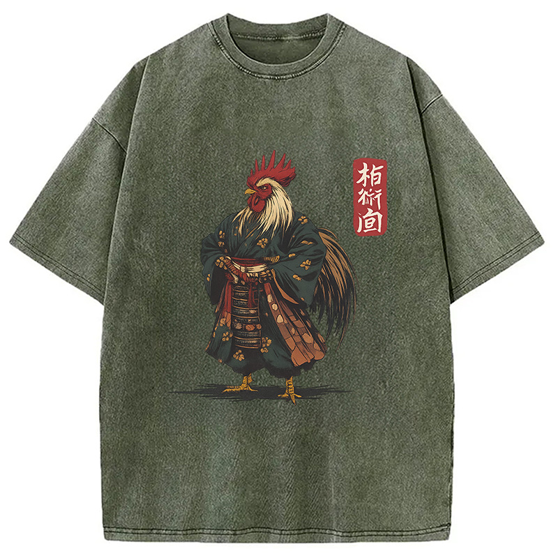 Modecanvas Samurai Rooster Washed T-Shirt