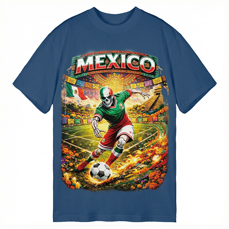 Modecanvas Mexico Skull Soccer DTG Printing Classic T-Shirt-modecanvas