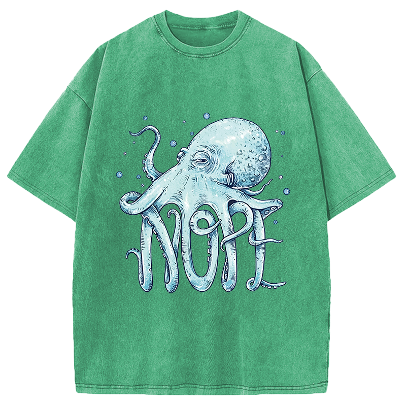 Modecanvas Octopus Nope DTG Printing Washed T-Shirt