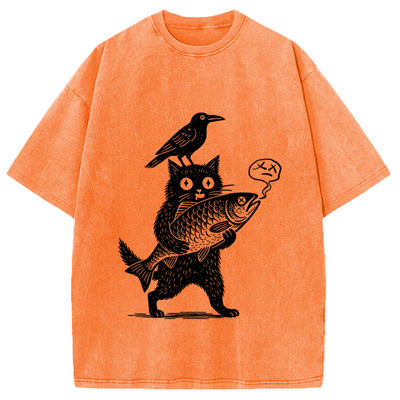 Modecanvas Black Animals Washed T-Shirt