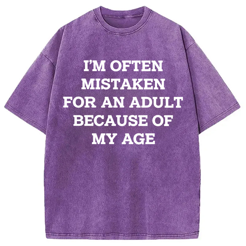 Modecanvas Mistaken For An Adult DTG Printing Washed T-Shirt