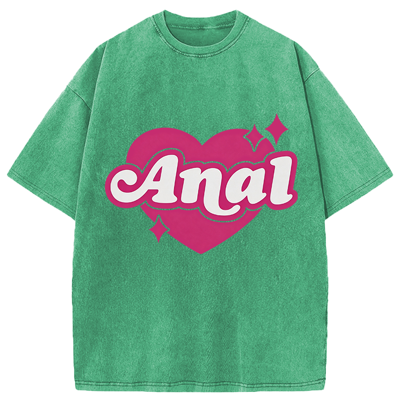 Modecanvas Anal Heart DTG Printing Washed T-Shirt