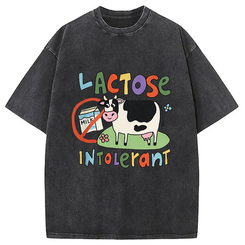 Modecanvas Lactose Intolerant Funny Meme DTG Printing Washed T-Shirt