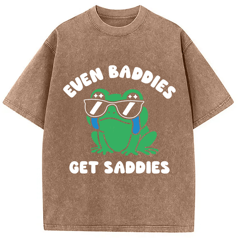 Modecanvas Even Baddies Get Saddies DTG Printing Washed T-Shirt