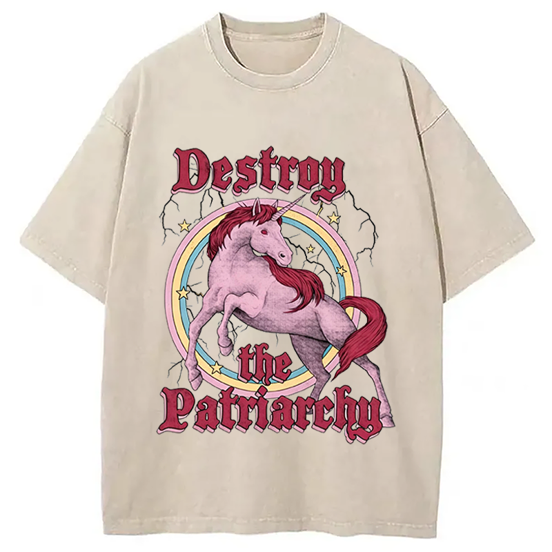 Modecanvas Destroy the Patriarchy DTG Printing Washed T-Shirt