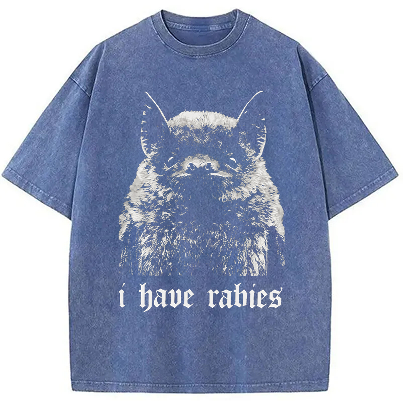 Modecanvas I Have Rabies DTG Printing Washed T-Shirt
