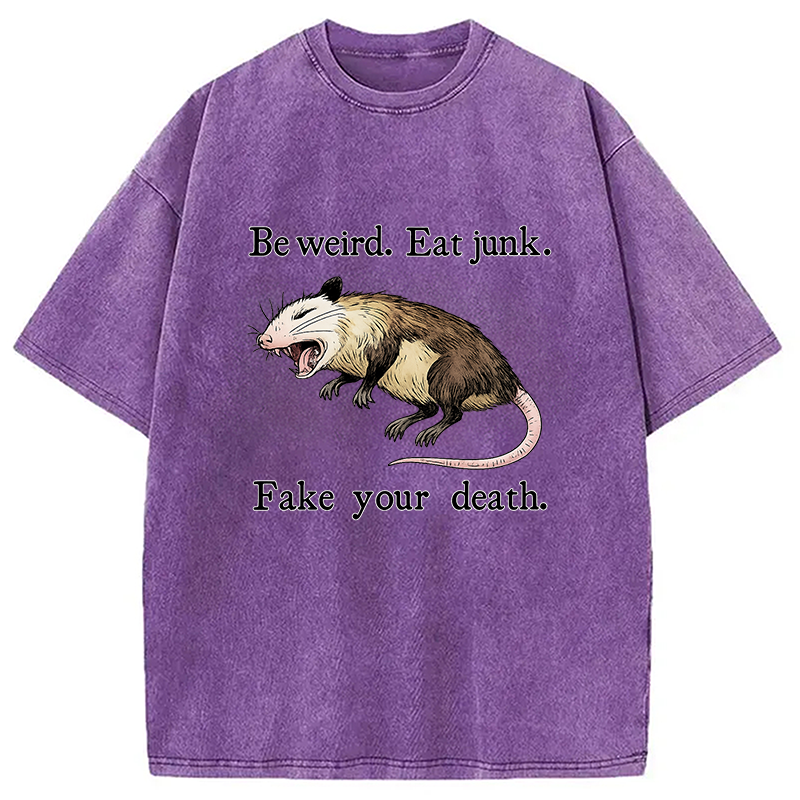 Modecanvas Possum Playing Dead Washed T-Shirt
