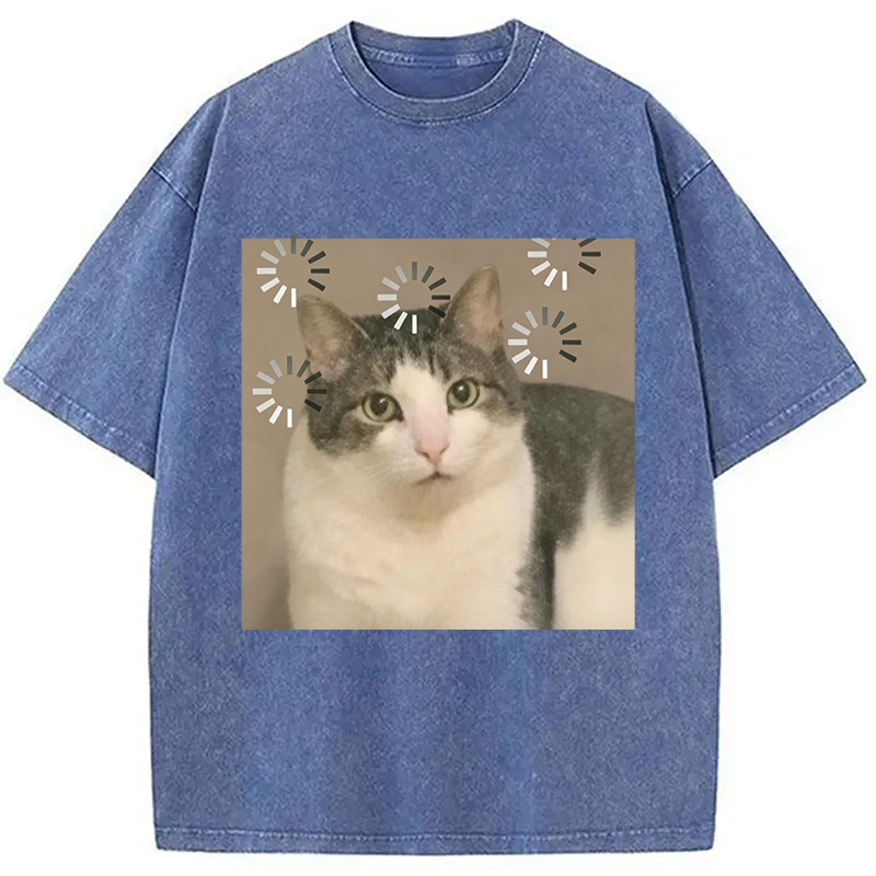 Modecanvas Cat Reload The Brain DTG Printing Washed T-Shirt